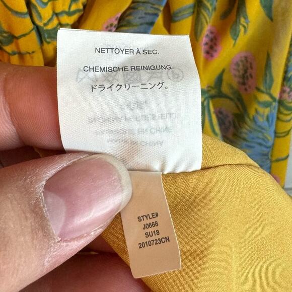 Madewell Yellow Floral Print Short Sleeve Mini Dress Size 2 - Picture 7 of 7